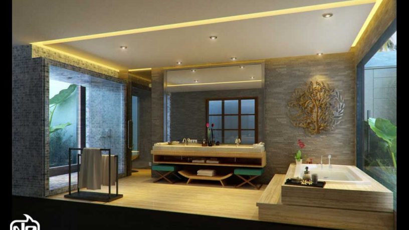 Top Design Aryan Villa Beautiful Spa Bath Brick Walls