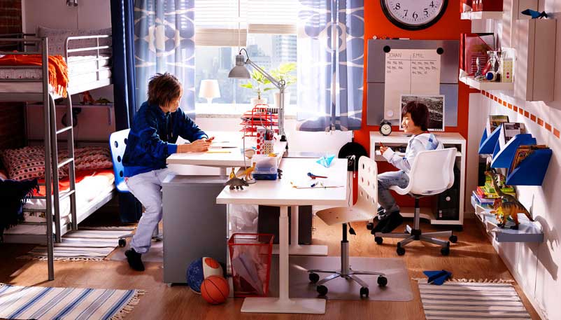 Twin Bunkbeds IKEA Teen Room with Study Table