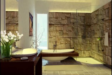 Unique And Exotic Stone Wall Bathroom by Arkiden124