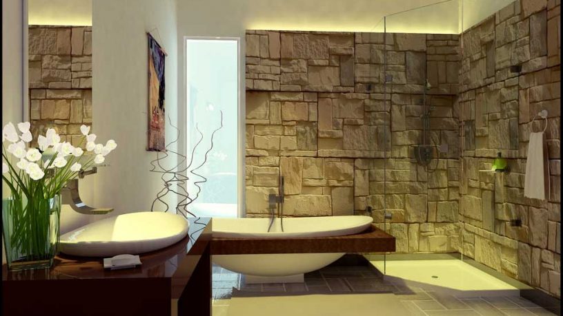 Unique And Exotic Stone Wall Bathroom by Arkiden124