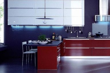 Veneta Cucine Blue and Red Kitchen