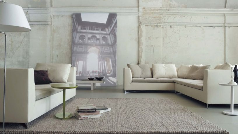 Artistic Living Room with White Wall Paintings