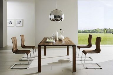 Awesome Dining Set with Stainless Steel Chandelier by Team 7