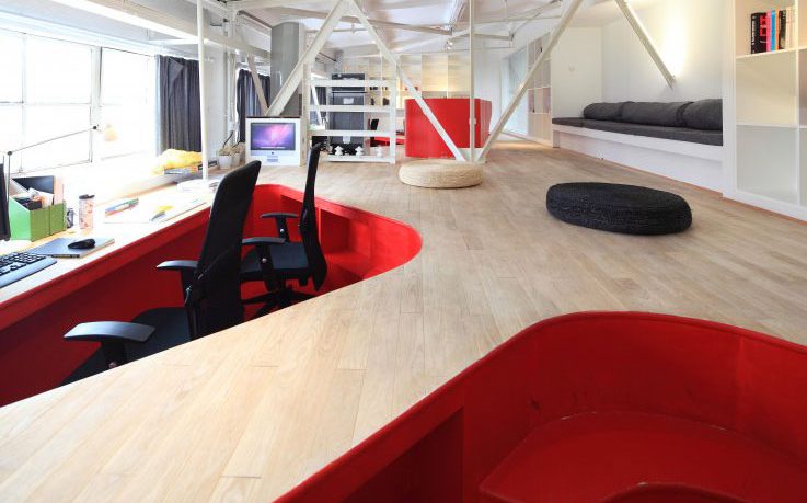 Awesome Red Desk Recessed