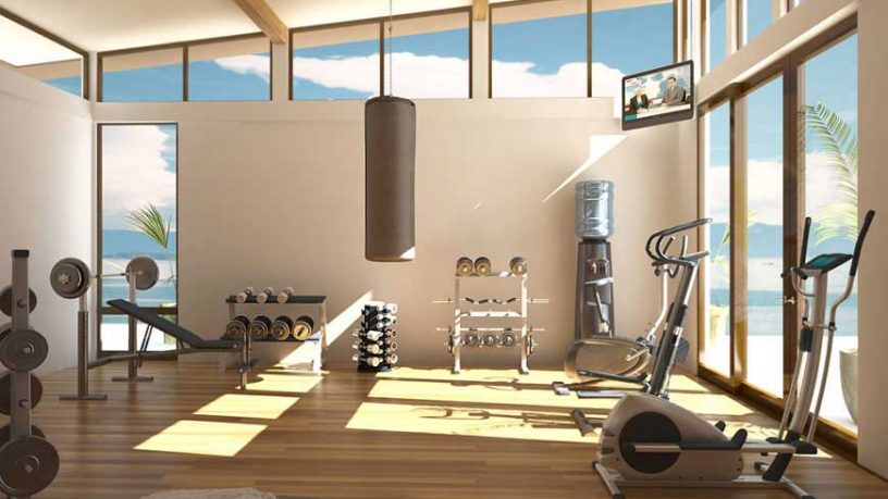 Beautiful Home Gym with LCD TV