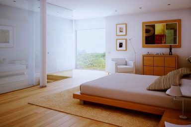 Contemporary White Bedroom Wood Floors Design 2011