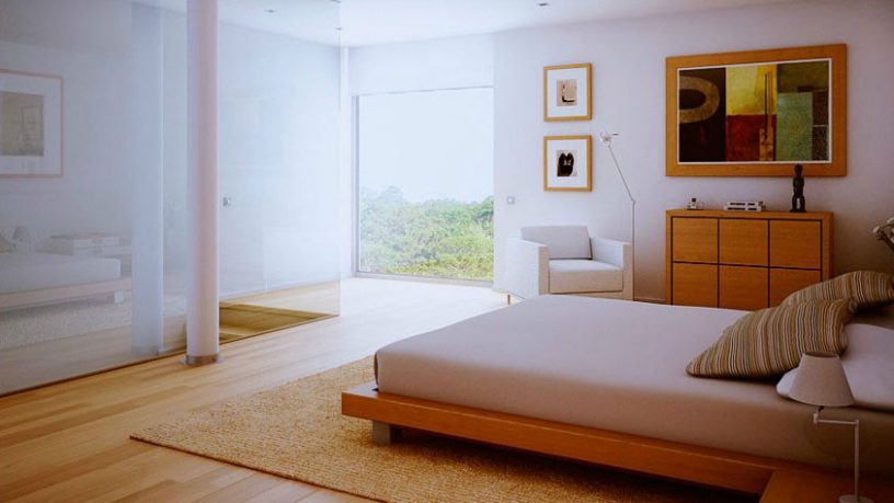 Contemporary White Bedroom Wood Floors Design 2011