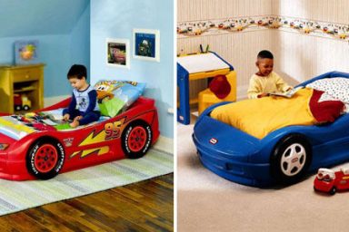 Cool Blue and Red Car Bed for Kids Room