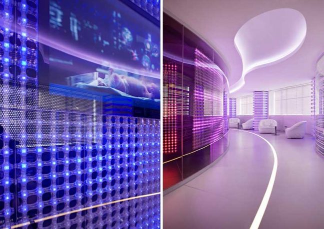 Cool Coridor with Led Lamp Wall