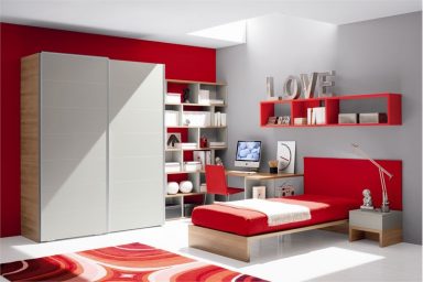 Cool Red and White Teen Room Design by Julia