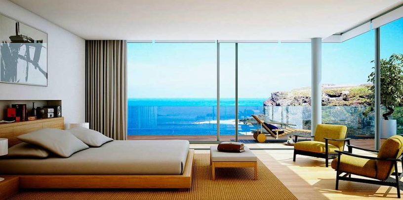 Cool Wooden Furniture Bedroom With Amazing Beach View