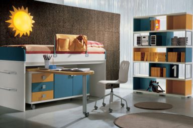Fancy Kids Bedroom with Sun Wall Lamp