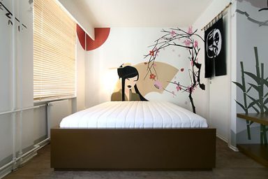 Geisha Artistic Mural Hotel Room