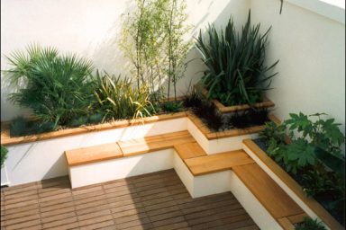 Japanese Style Roof Terrace Garden Bamboo Seating