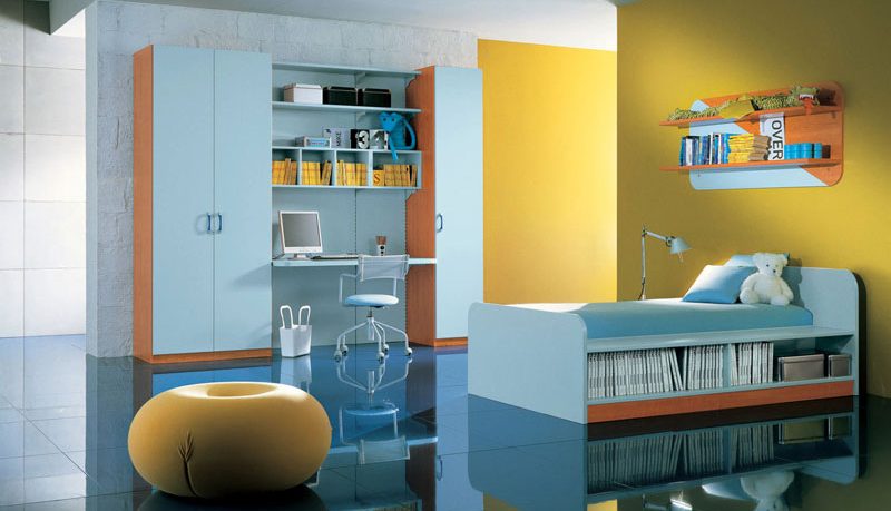 Light Blue and Yellow Kids Room Ideas