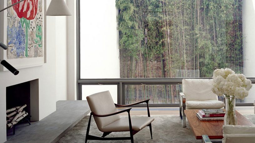 Living Room Area with Urban Garden View