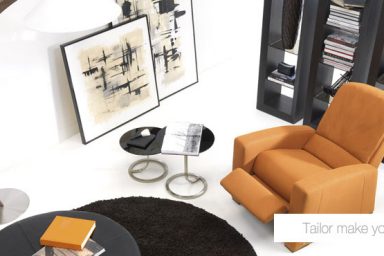 Living Room Recliner with Orange Sofas