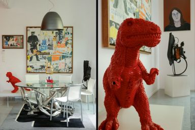 Loft Dining Room with Dinosaurs Display