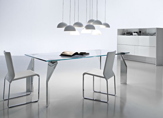 Modern Glass Top Dining Table with Modern Chandelier