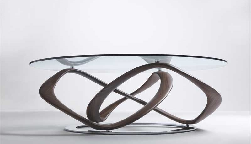 Modern Glass Top Dining Table with Unique Buffer
