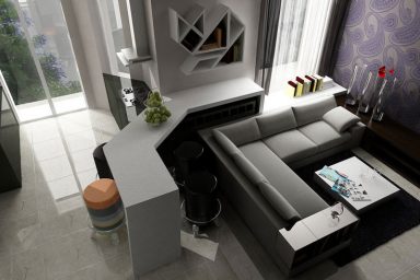 Modern Living Room Purple Wallpaper Design