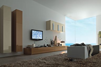 Modern Living Room with Wooden Wall Unit Furniture