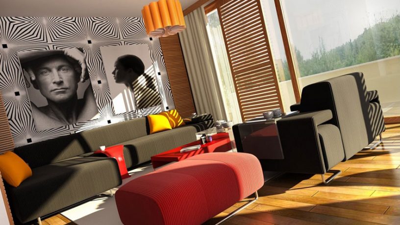 Modern Loud Colors Living Room Design