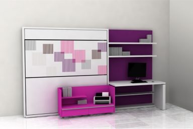 Modern Violet and Purple Teen Bedroom For Small Space