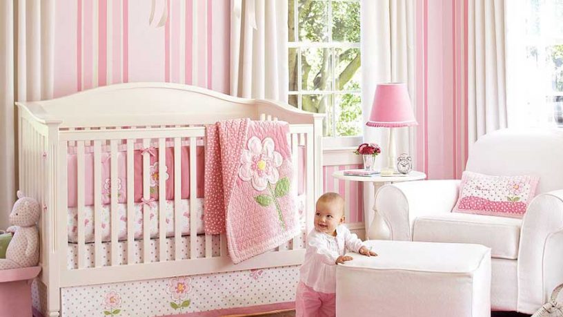 Nice Pink Bedding for Pretty Girls Nursery from Pottery Barn
