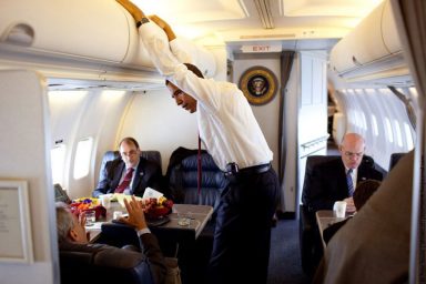 Obama in Air Force One Cabin