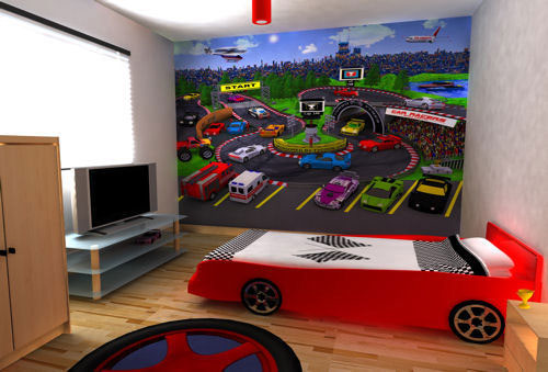 Pit Stop Wallpaper Bedroom for Kids