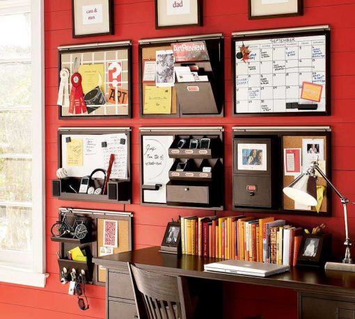 Red Stripe Wall Storage Combination