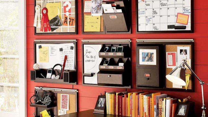 Red Stripe Wall Storage Combination