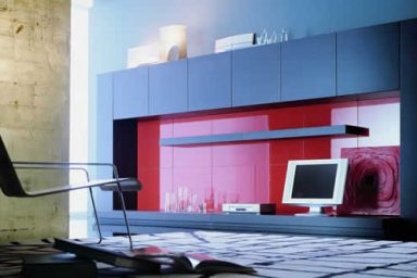 Simple Red and Black Wall Unit Living Room Furniture