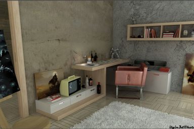 Teenager Workspaces Design with White Rug