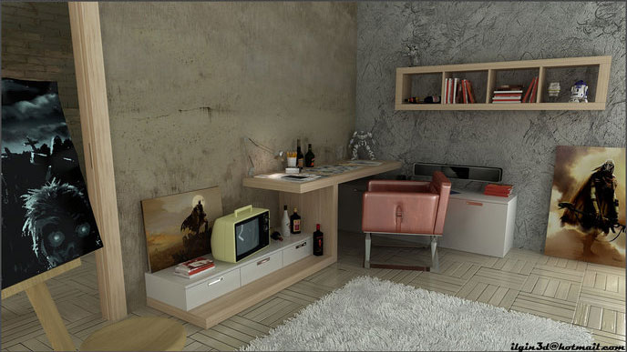 Teenager Workspaces Design with White Rug