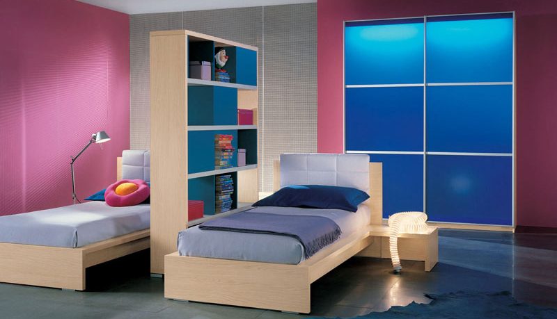 Twin Bed in Dark Pink Room Ideas
