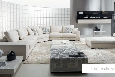White Living Room with 3D Echo Square Wall