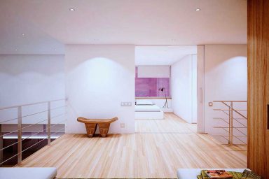 White Room with Wood Floors and Accents in Modern Home