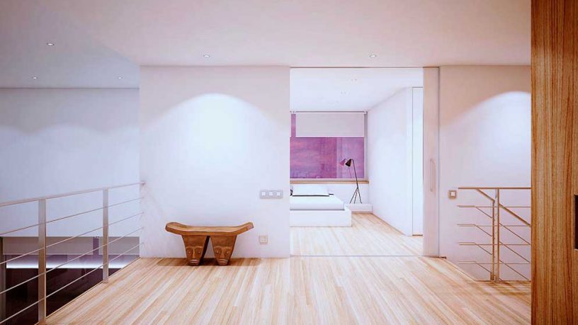 White Room with Wood Floors and Accents in Modern Home