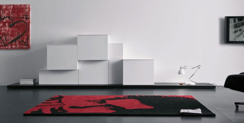 White TV Cabinet Spazio Box Volumi Design
