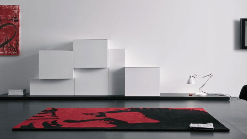 White TV Cabinet Spazio Box Volumi Design