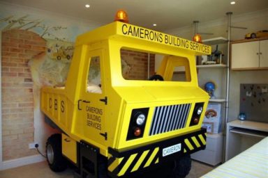 Yellow Mining Truck Themed Bed for Boys