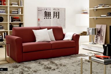 Asian Influenced Living Room with Red Leather Sofas