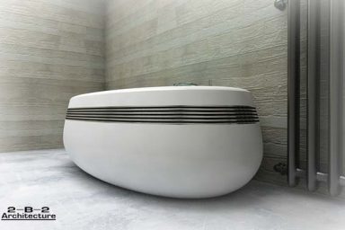 Beautiful White Bath with Stainless Stell Accents