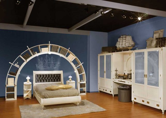 Blue and White Sea Theme Kids Bedroom Design