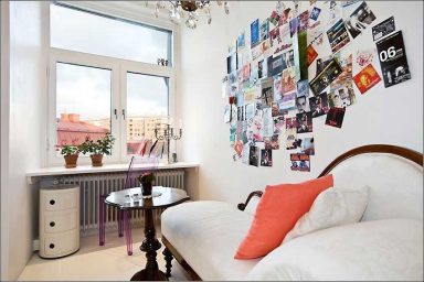 Bright Reading Room with Wall Cliping Decor