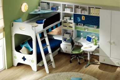 Bunk Bed Like Game Boy with Corner Study Desk