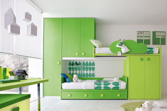 Contemporary Green Kids Bedroom by Stemik Living