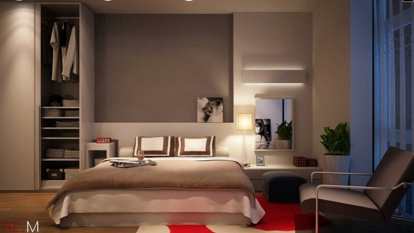 Contemporary Grey Bedroom with Closet by Nguyen